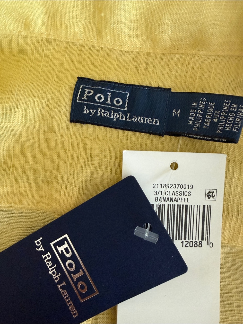 Polo by Ralph Lauren Classics Oversize Linen Button-Down Shirt Bananapeel Sz M - Picture 7 of 9